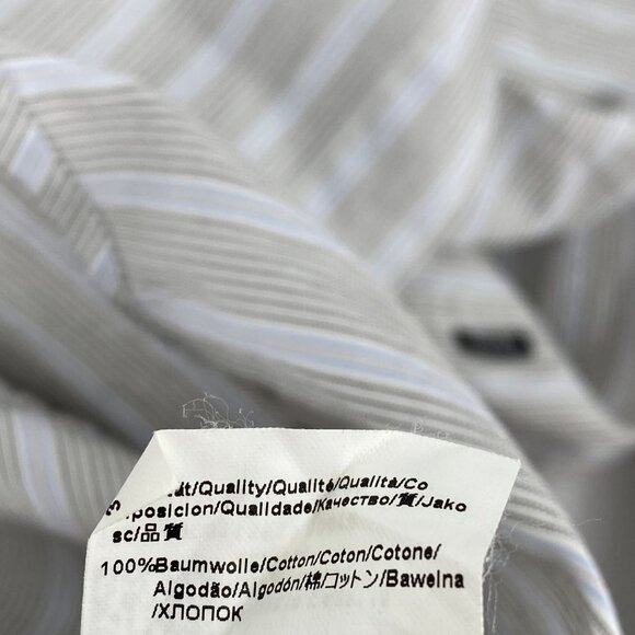 Boss Blue & Beige Striped Button-Up Shirt | V-Neck, Long Sleeve - Picture 5 of 6